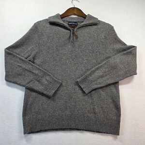 J.Crew Mercantile Men's M Gray Lambswool Nylon 1/4 Zip Mock Neck Knit Sweater